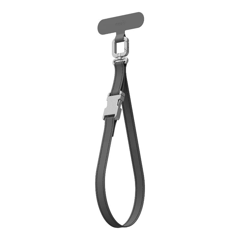 Moshi 2-in-1 Wrist & Body Strap with Adapter - Eco Leather Phone Lanyard (Midnight Gray) 2