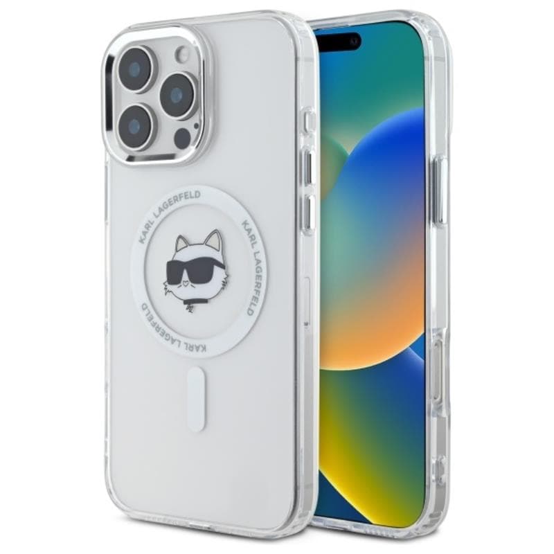 Karl Lagerfeld IML Metal Choupette Head MagSafe - Case for iPhone 16 Pro (white)