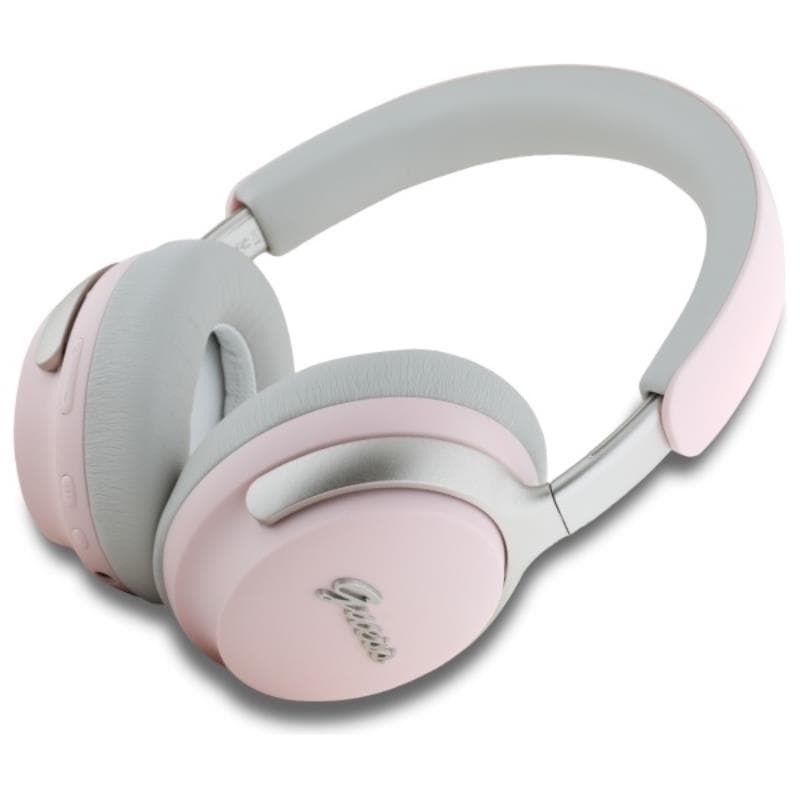 Guess Metal Script Logo - Wireless Bluetooth Over-Ear Headphones with ANC + ENC (Pink) 2