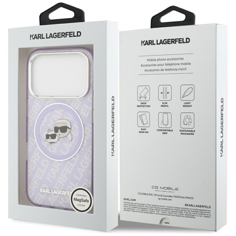 Karl Lagerfeld IML Glitter Karl & Choupette Heads Logo MagSafe - Case for iPhone 17 Pro (purple) 8