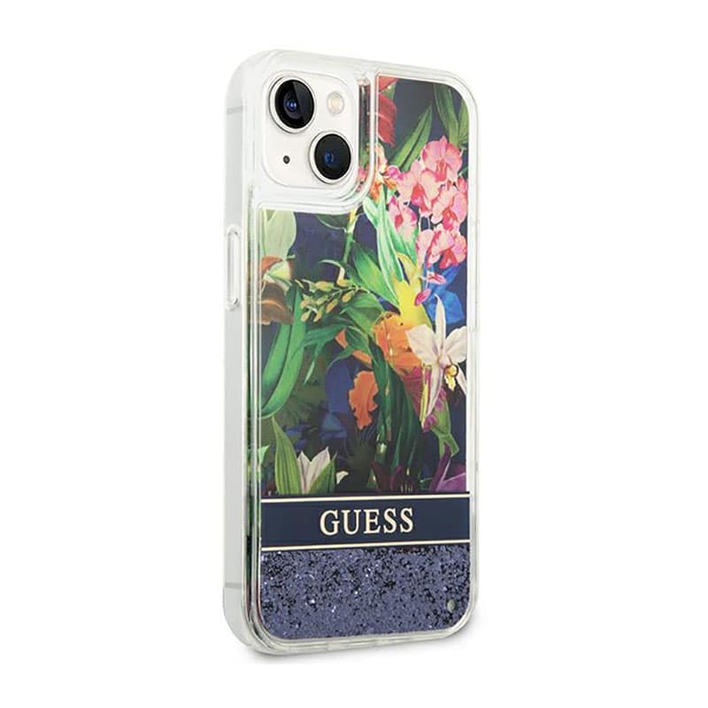 Guess Liquid Glitter Flower - Case for iPhone 14 Plus (Blue) 4