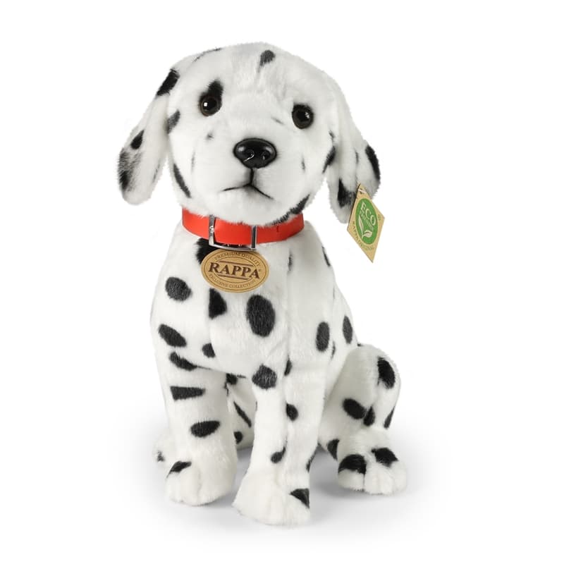 Rappa - Plush realistic Dalmatian dog mascot with collar sitting 30 cm Eco-Friendly 2
