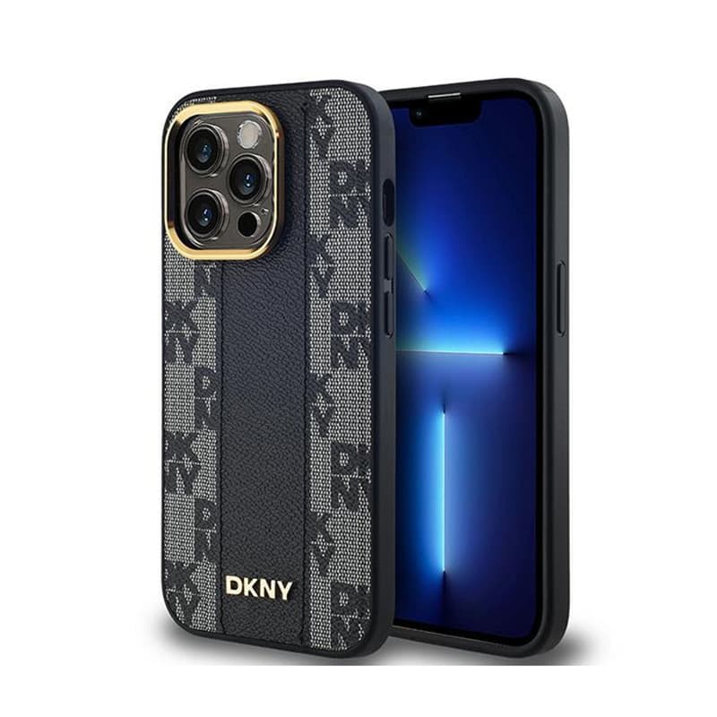 DKNY Leather Checkered Mono Pattern MagSafe - Case for iPhone 13 Pro Max (Black) 1