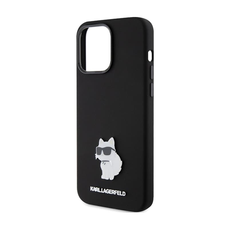 Karl Lagerfeld Silicone Choupette Metal Pin - iPhone 15 Pro Case (Black) 6