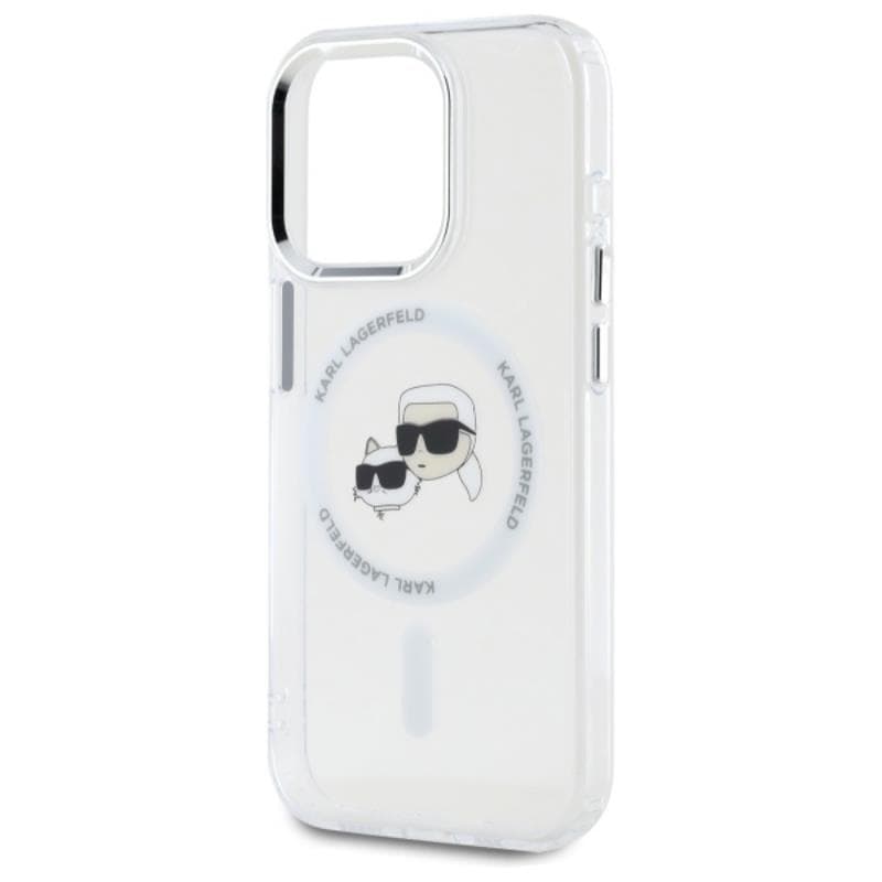Karl Lagerfeld IML Metal Karl & Choupette Head MagSafe - Case for iPhone 15 Pro Max (White) 6