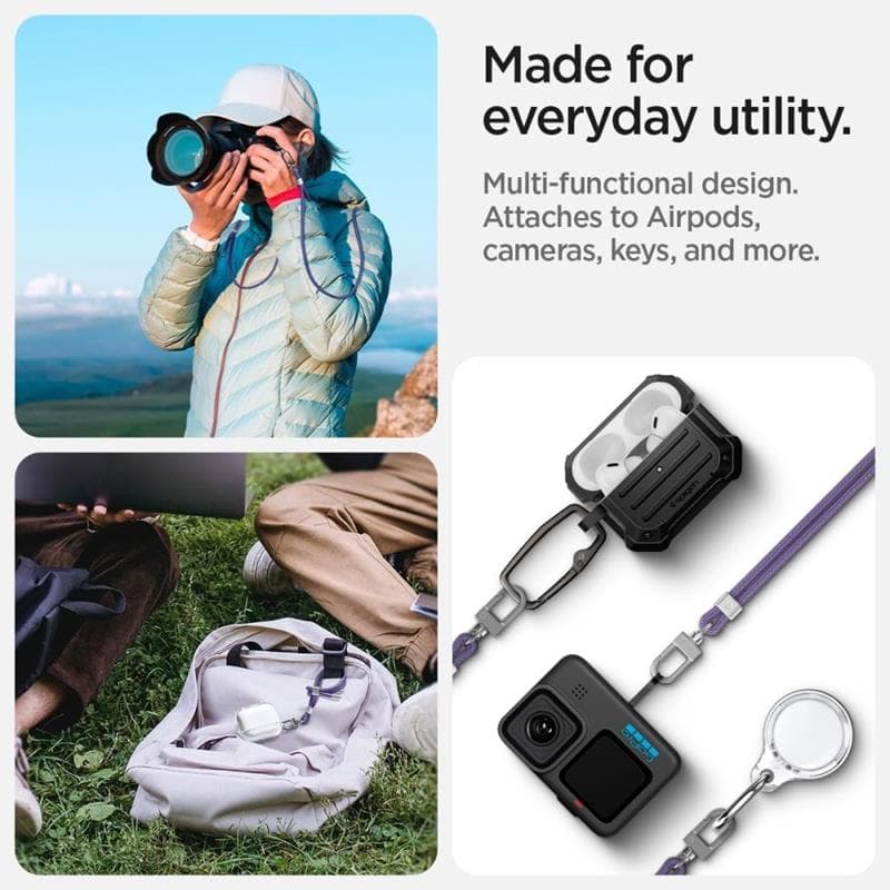 Spigen Universal Strap Set Crossbody & Wrist - Phone Strap for Shoulder & Wrist (Deep Purple) 6