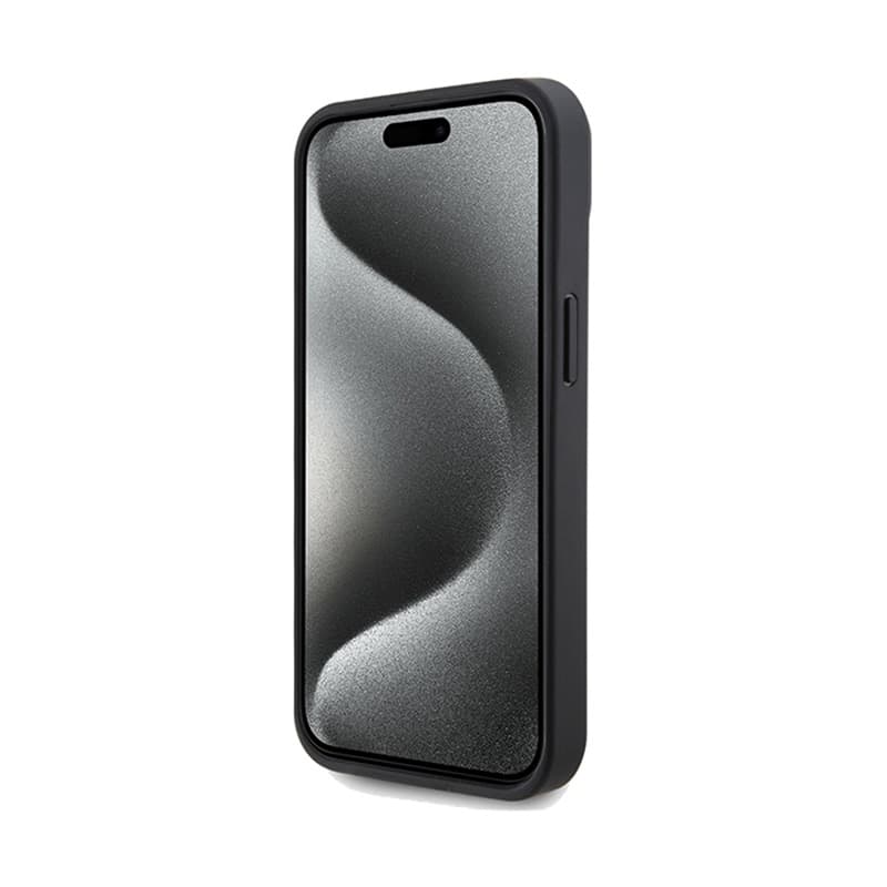 Ferrari Perforated Waves Metal Logo - iPhone 15 Case (Black) 5