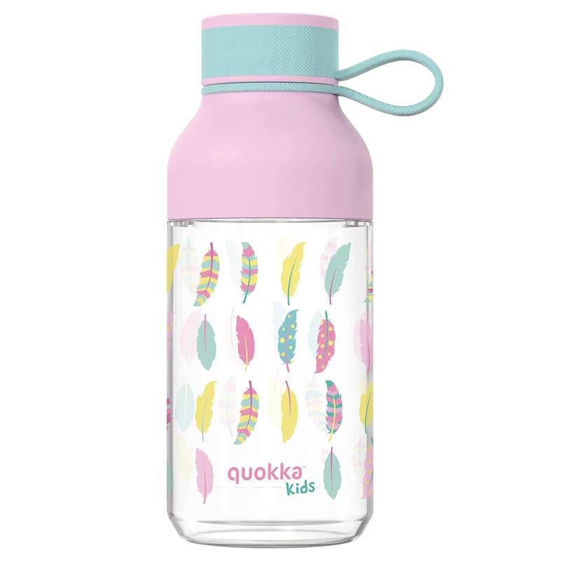 Quokka Ice Kids with strap - ecozen 430 ml water bottle with strap (Feathers) 1