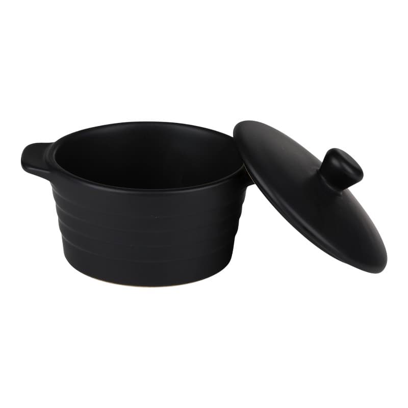 Alpina - Ceramic ovenproof dish with lid, round, 13x10 cm, 210 ml (black) 2