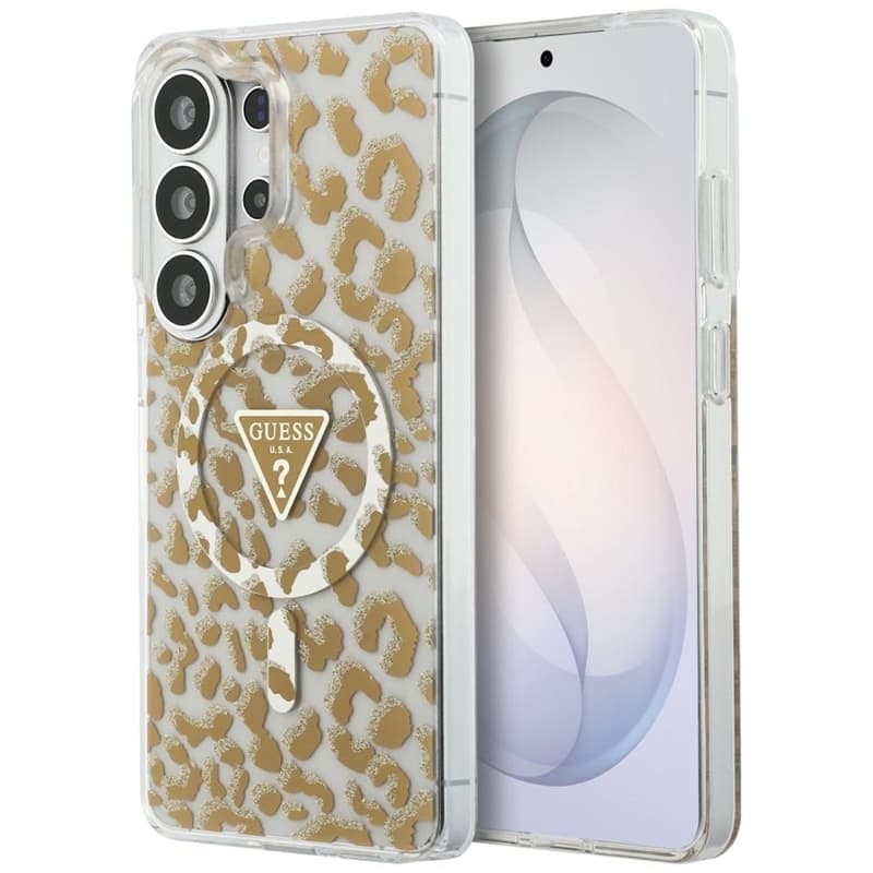 Guess IML Leopard Print Triangle MagSafe - Samsung Galaxy S26 Ultra Case (Brown)
