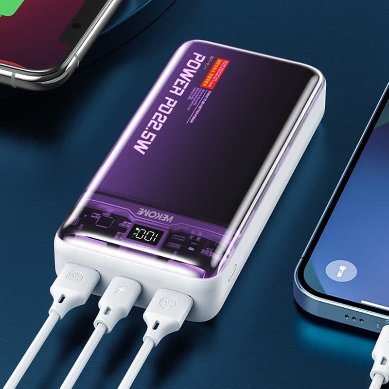 WEKOME WP-353 Vanguard Series - Power bank 10000 mAh PD 20W + QC 22.5W (Purple / Transparent) 4