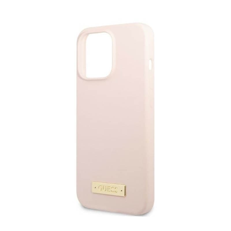 Guess Silicone Logo Plate MagSafe - Case for iPhone 13 Pro Max (Pink) 6