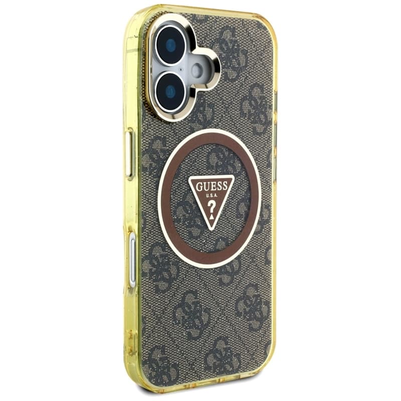 Guess IML Metal Glitter 4G Circle Triangle MagSafe - Case for iPhone 16 (brown) 4