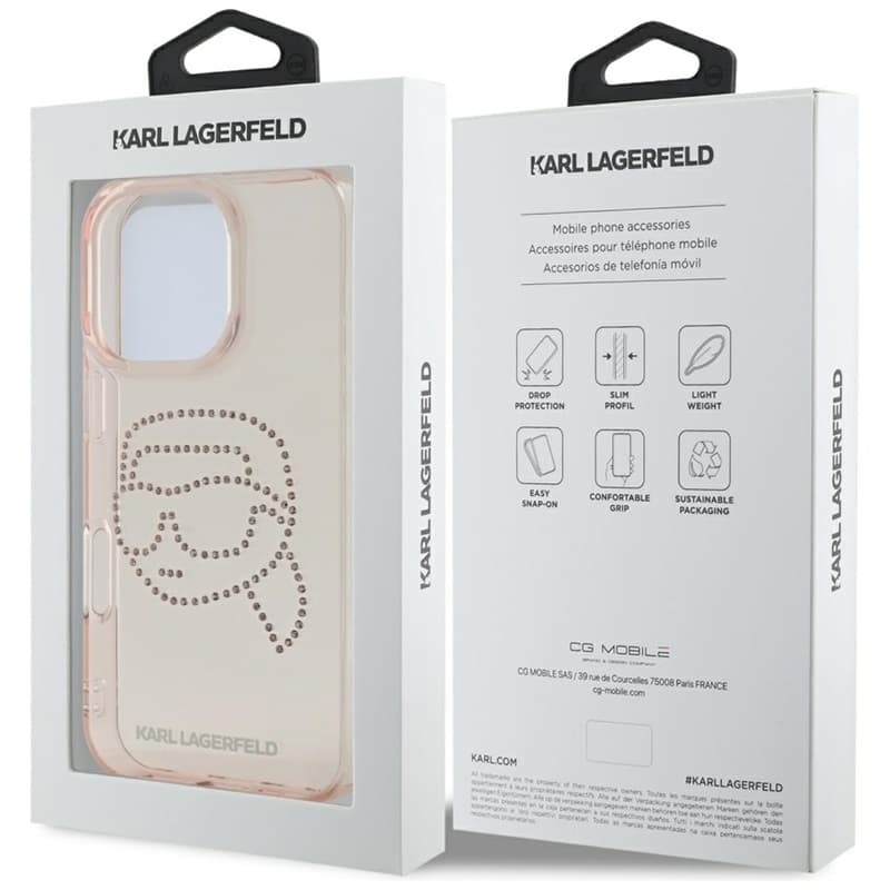 Karl Lagerfeld IML Rhinestones Karl Head - Case for iPhone 16 Pro Max (pink) 8