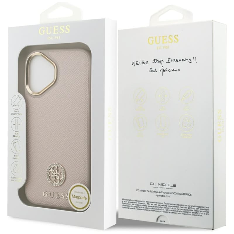 Guess Grained Strass Logo MagSafe - Case iPhone 17 (pink) 8
