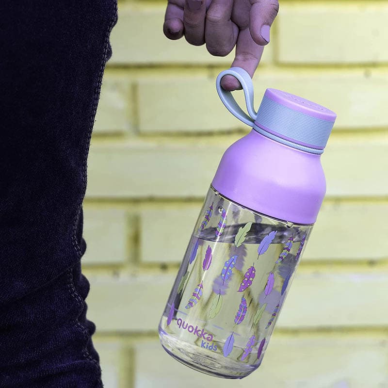 Quokka Ice Kids with strap - ecozen 430 ml water bottle with strap (Feathers) 2