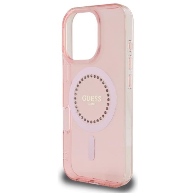 Guess IML Rhinestones MagSafe - Case for iPhone 16 Pro Max (Pink) 6