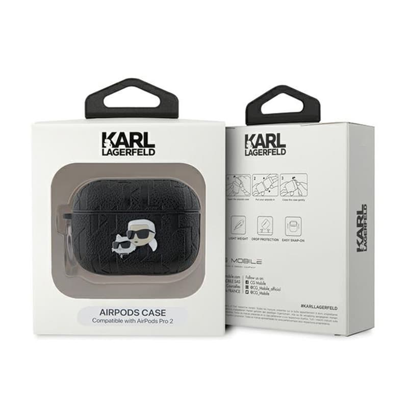 Karl Lagerfeld Monogram Karl & Choupette Head - AirPods Pro 2 Case (black) 4
