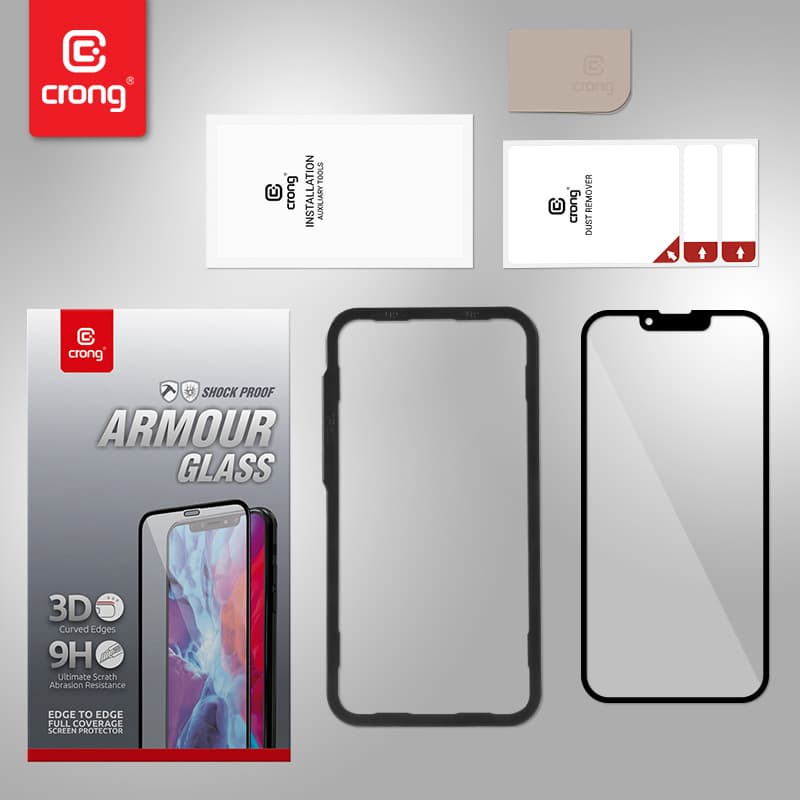Crong Anti-Bacterial 3D Armor Glass – 9H tempered glass for the entire iPhone 13 mini screen + installation frame 8