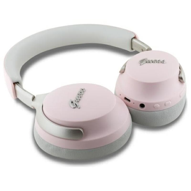 Guess Metal Script Logo - Wireless Bluetooth Over-Ear Headphones with ANC + ENC (Pink) 4
