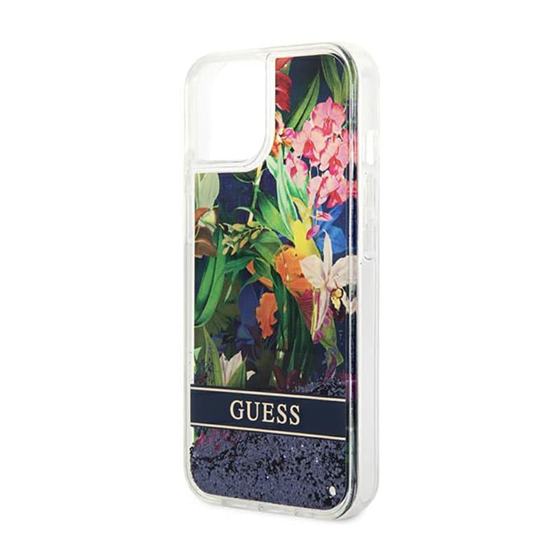 Guess Liquid Glitter Flower - Case for iPhone 14 Plus (Blue) 6