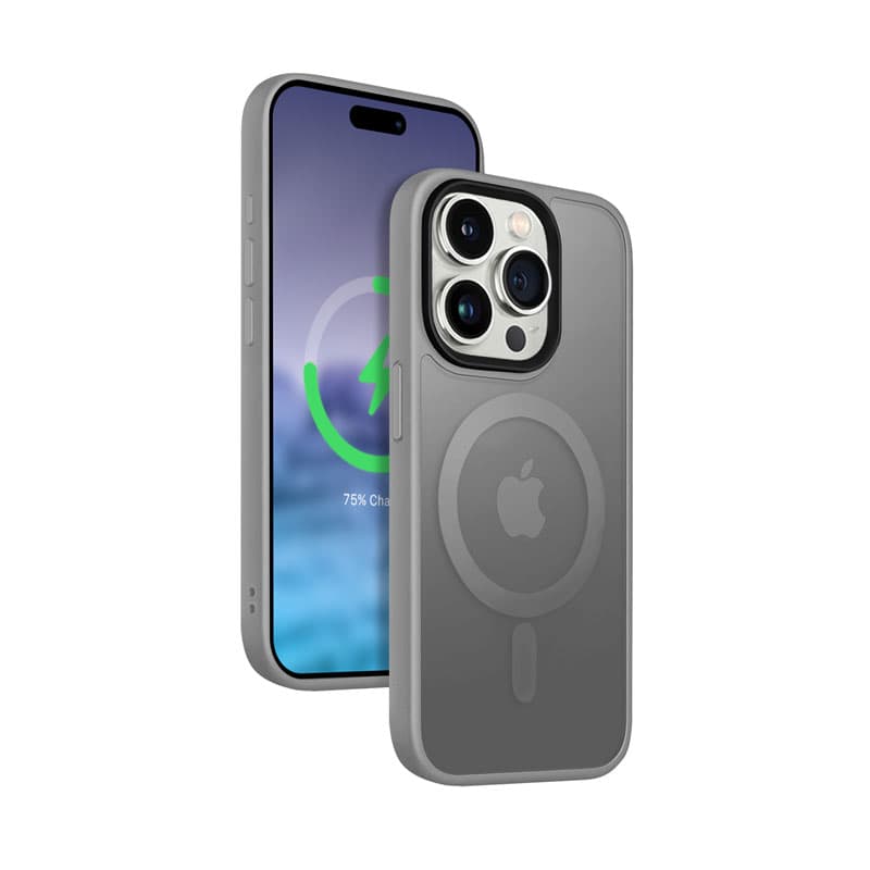 Crong Hybrid Frost MAG Cover - iPhone 15 Pro Max MagSafe Case (Gray) 5