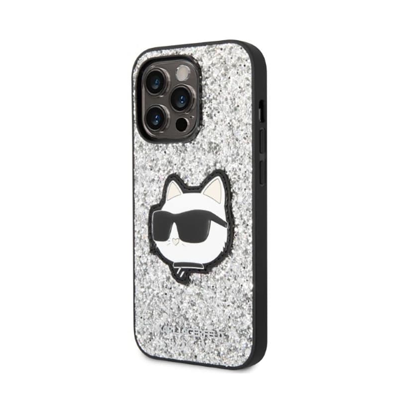 Karl Lagerfeld NFT Glitter Choupette Patch- Case for iPhone 14 Pro Max (Silver) 2