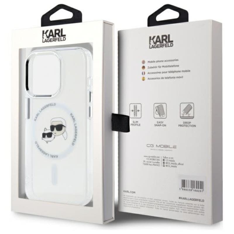 Karl Lagerfeld IML Metal Karl & Choupette Head MagSafe - Case for iPhone 15 Pro Max (White) 8
