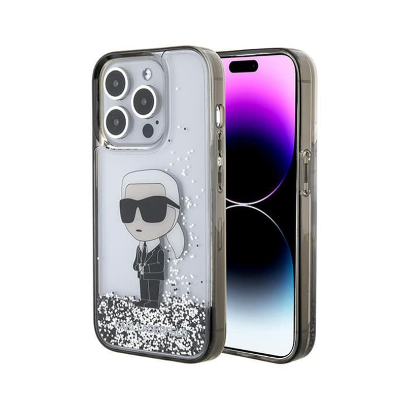 Karl Lagerfeld Liquid Glitter Ikonik - iPhone 15 Pro Case (Transparent) 1