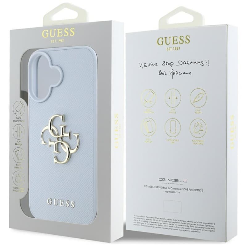 Guess Grained Big 4G Logo Small Classic Logo - Case for iPhone 16 (blue) 8