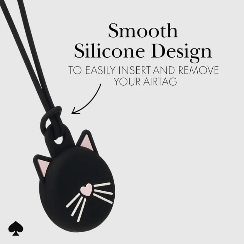 Kate Spade New York Holder - Protective Case Keychain for Apple AirTag 1 / 2 (Black Cat) 6