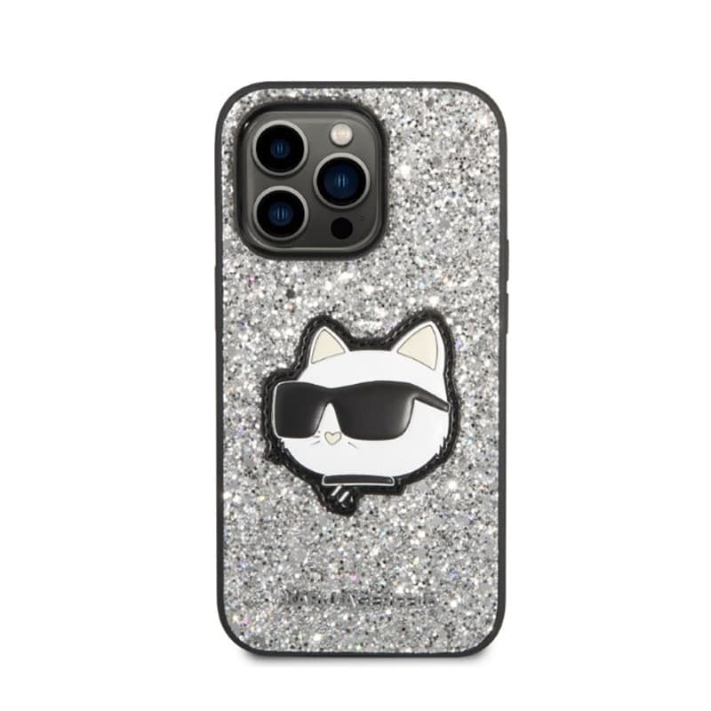 Karl Lagerfeld NFT Glitter Choupette Patch- Case for iPhone 14 Pro Max (Silver) 3