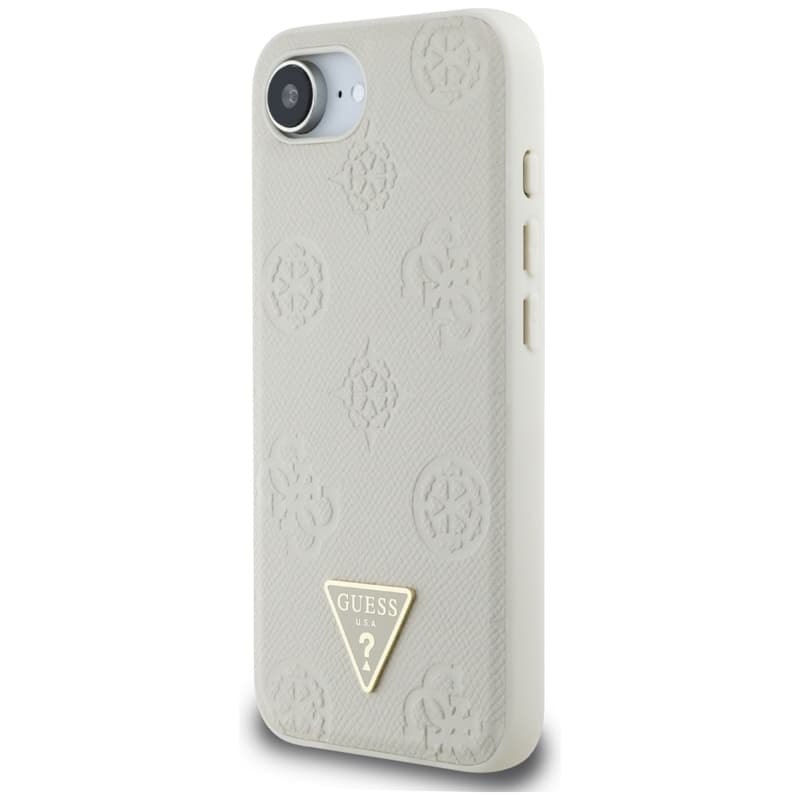 Guess Grained Hot Stamp Peony Triangle Logo MagSafe - Case for iPhone 16e (beige) 2