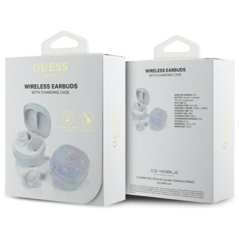 Guess 4G Printed Logo - Bluetooth TWS Headphones + Charging Case (White) 6