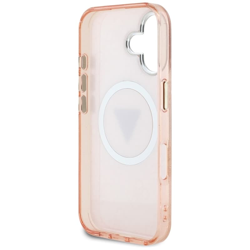 Guess IML Metal Glitter 4G Circle Triangle MagSafe - Case for iPhone 16 (pink) 7