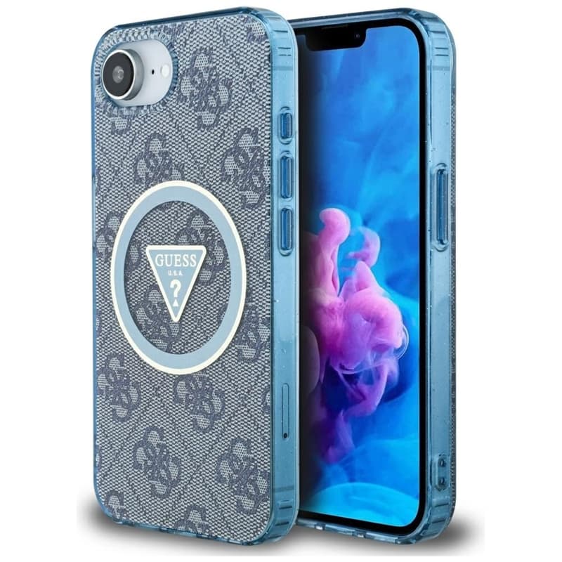 Guess IML Metal Glitter 4G Circle Triangle MagSafe - Case for iPhone 16e (blue) 1