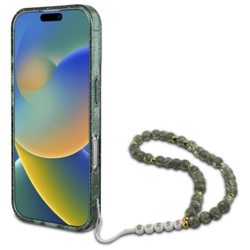 Guess IML Glitter With Pearl Strap MagSafe - Case for iPhone 16 (Green) 4