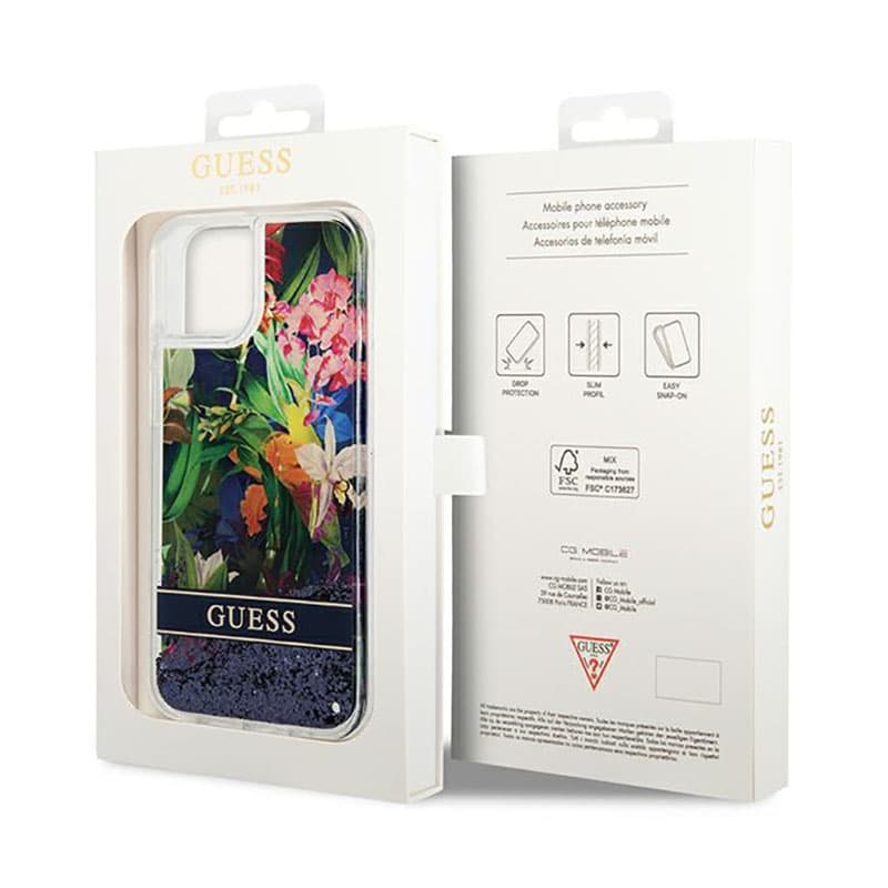 Guess Liquid Glitter Flower - Case for iPhone 14 Plus (Blue) 8
