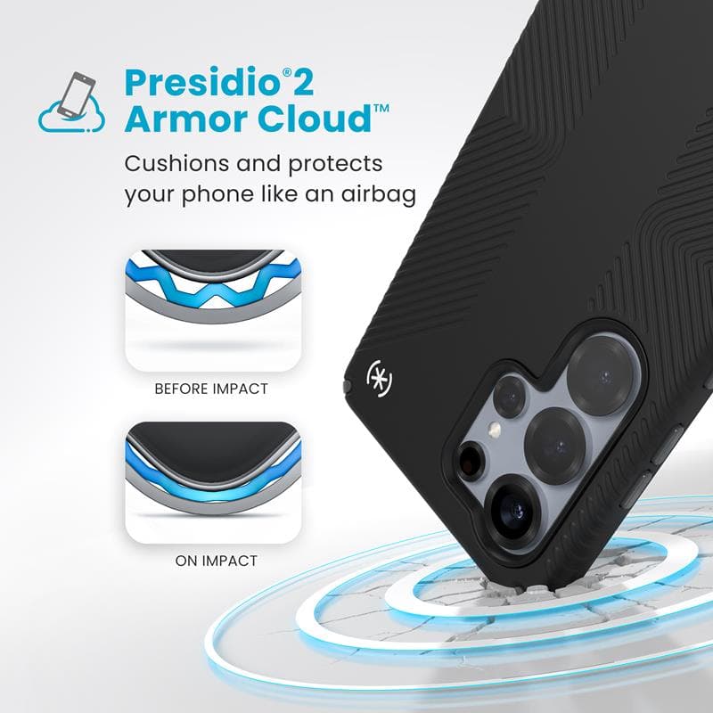 Speck Presidio2 Grip - Samsung Galaxy S25 Ultra Case (Black/Slate Grey/White) 3