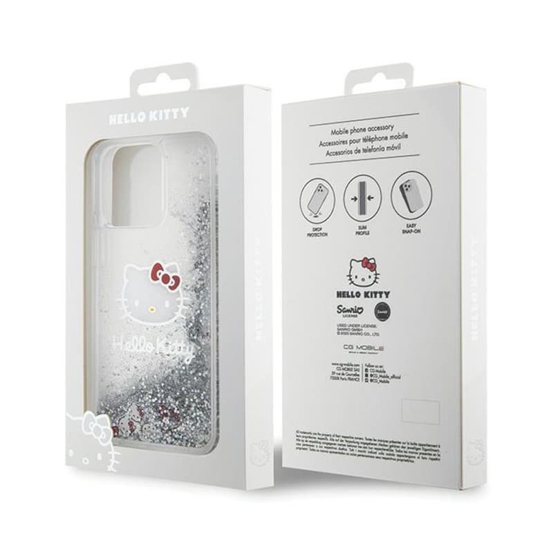 Hello Kitty Liquid Glitter Charms Kitty Head - iPhone 15 Pro Max Case (silver) 8