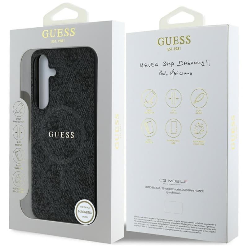 Guess Leather 4G Colored Ring Classic Logo MagSafe - Case for Samsung Galaxy S25 (black) 8