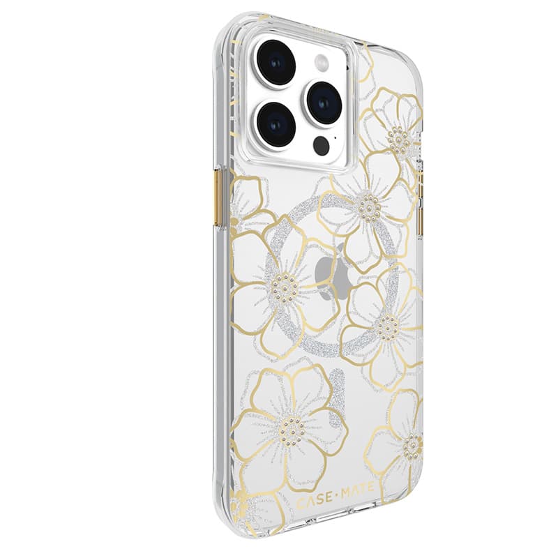Case-Mate Floral Gems MagSafe - iPhone 15 Pro Max Case (Gold) 2