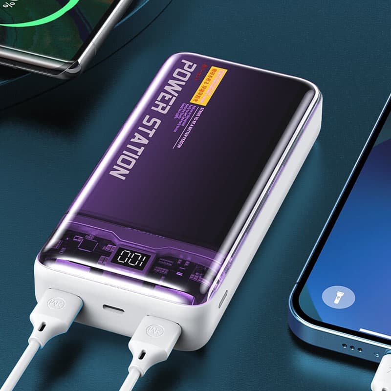 WEKOME WP-353 Vanguard Series - Power bank 10000 mAh PD 20W + QC 22.5W (Purple / Transparent) 7