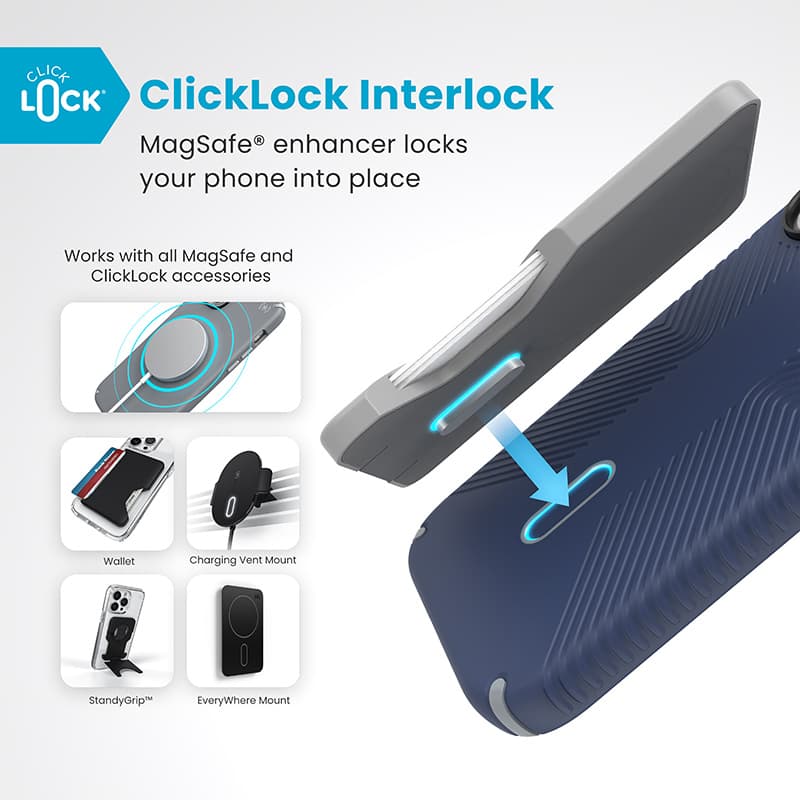 Speck Presidio2 Grip ClickLock & MagSafe - iPhone 16 Case (Coastal Blue / Dust Gray / White) 2