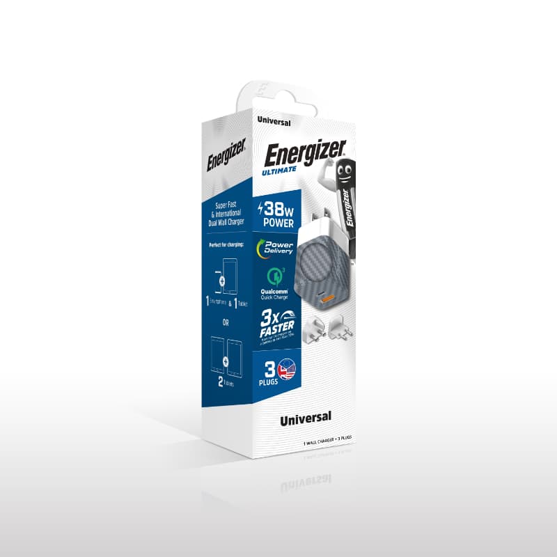 Energizer Ultimate - Multiplug EU / UK / US mains charger GaN 38W PD + QC3.0 (Silver) 6