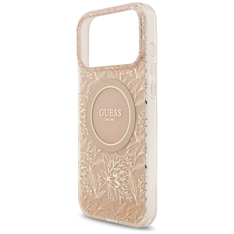 Guess IML Flowers Electro Pearl Strap MagSafe - Case iPhone 17 Pro Max (pink) 6