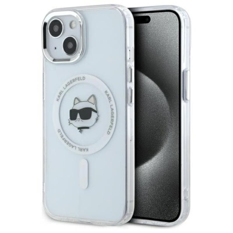 Karl Lagerfeld IML Metal Choupette Head MagSafe - Case for iPhone 15 (White) 1