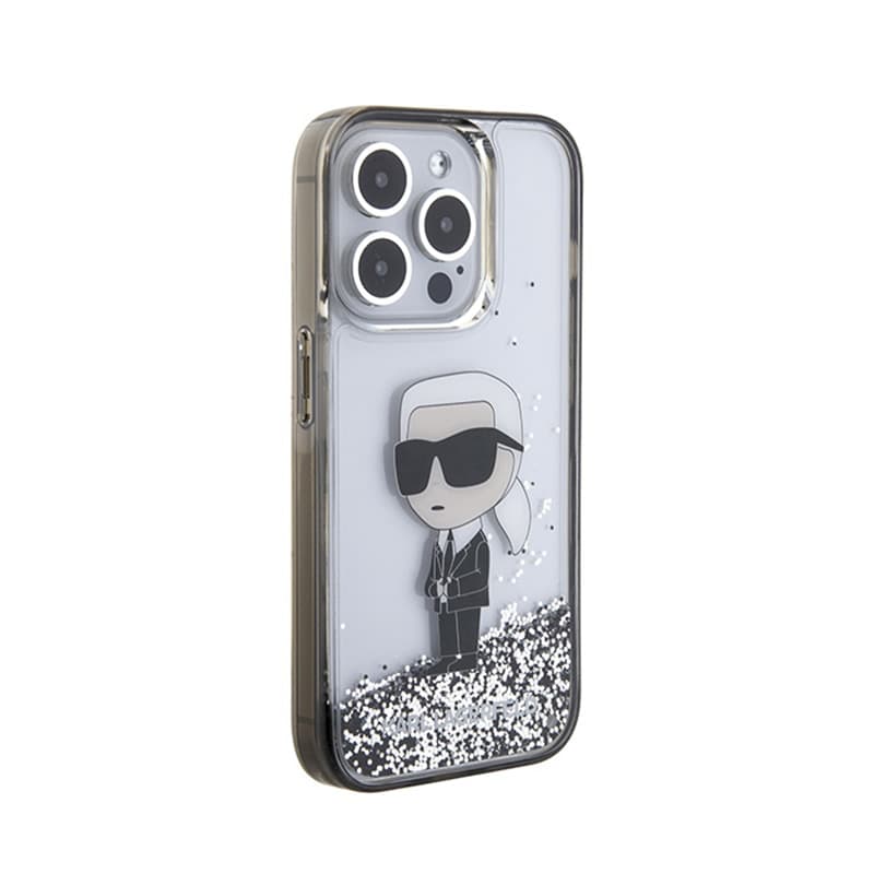Karl Lagerfeld Liquid Glitter Ikonik - iPhone 15 Pro Case (Transparent) 4