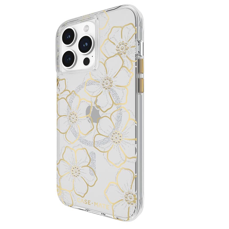 Case-Mate Floral Gems MagSafe - iPhone 15 Pro Max Case (Gold) 3