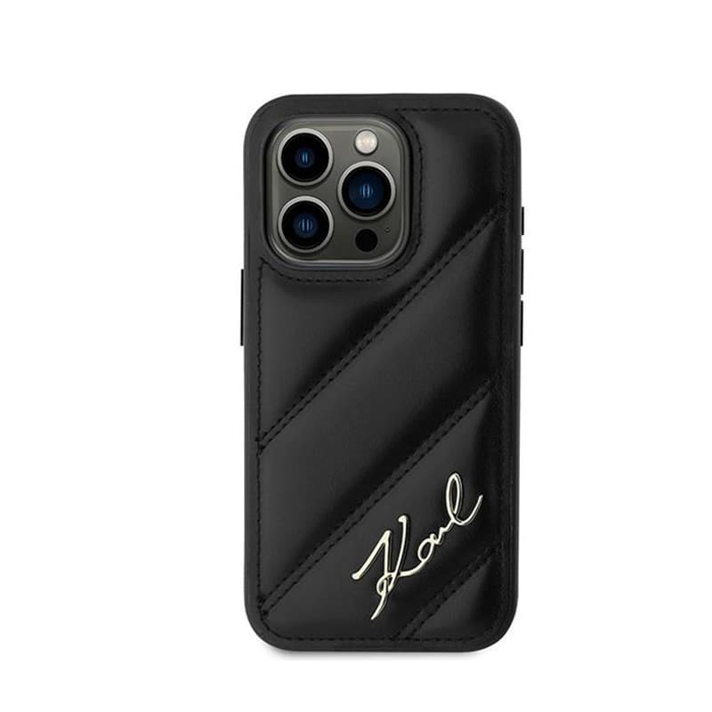 Karl Lagerfeld Diagonal Quilted Script - Case for iPhone 15 Pro (Black) 3